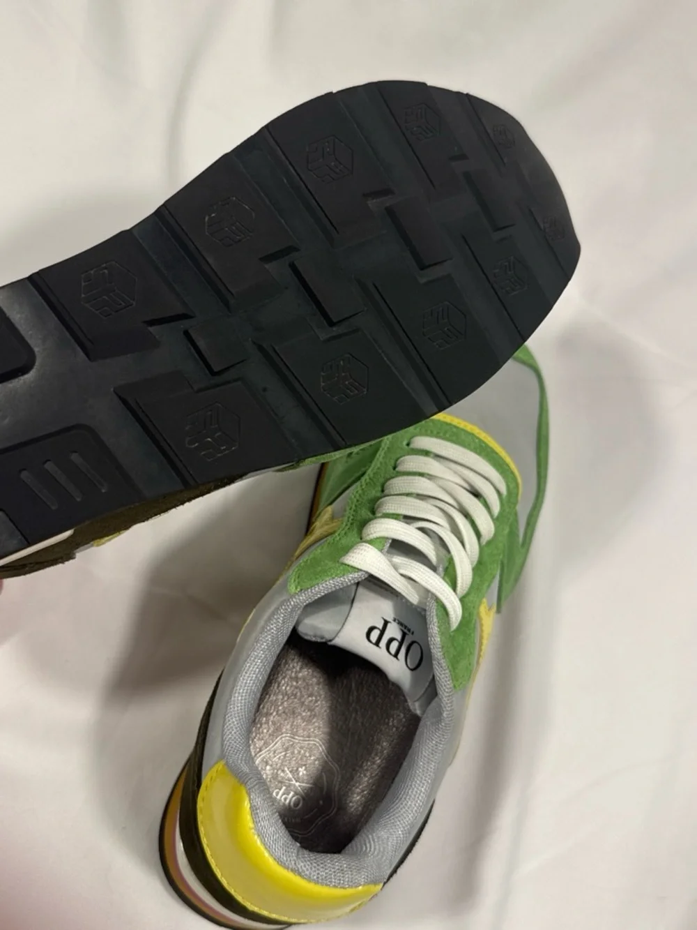 OPP France Suede Runner Sneakers — Green/Grey/Yellow/Pink Size US Women’s 8🍏